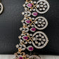 AD Bottu Color Stone Long  Necklace - Red