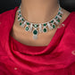 AD Emerald Green Silver Short Necklace - 
