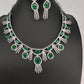 AD Emerald Green Silver Short Necklace - 