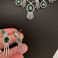AD Emerald Green Silver Short Necklace - 