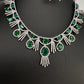 AD Emerald Green Silver Short Necklace - 