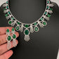 AD Emerald Green Silver Short Necklace - 