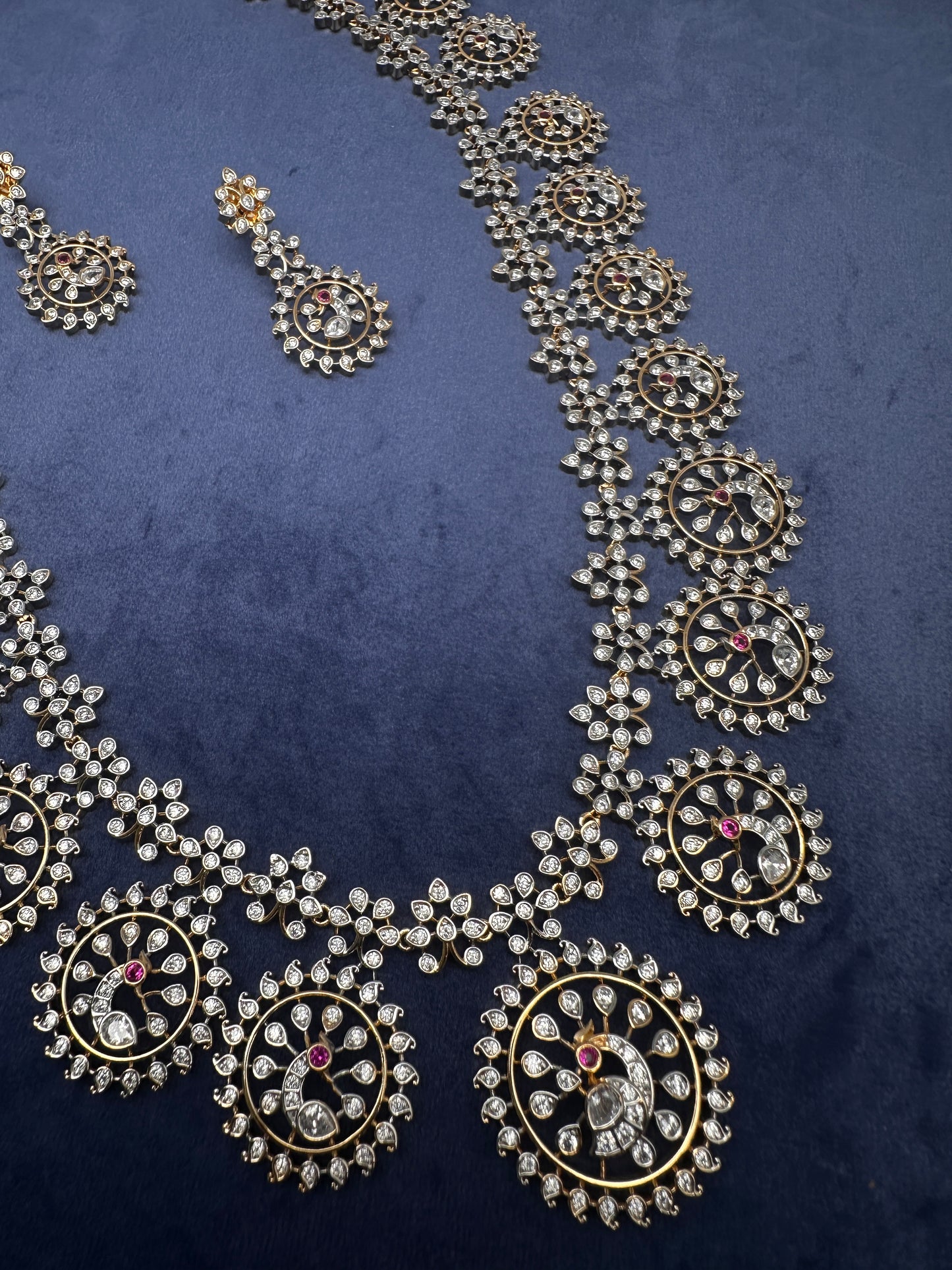 AD Bottu Mala Peacock Diamond Finish Long  Necklace - 