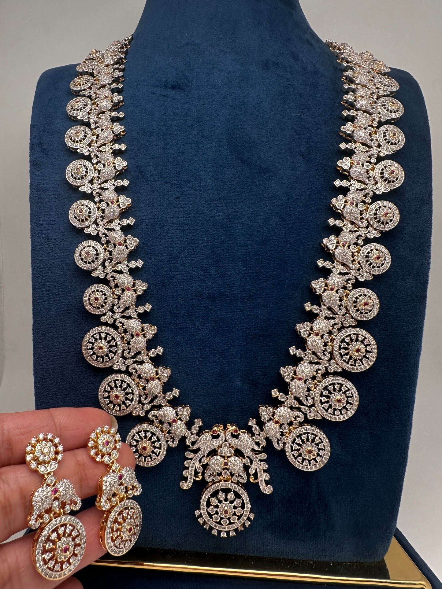 AD Bottu Mala Diamond Finish Long  Necklace - 
