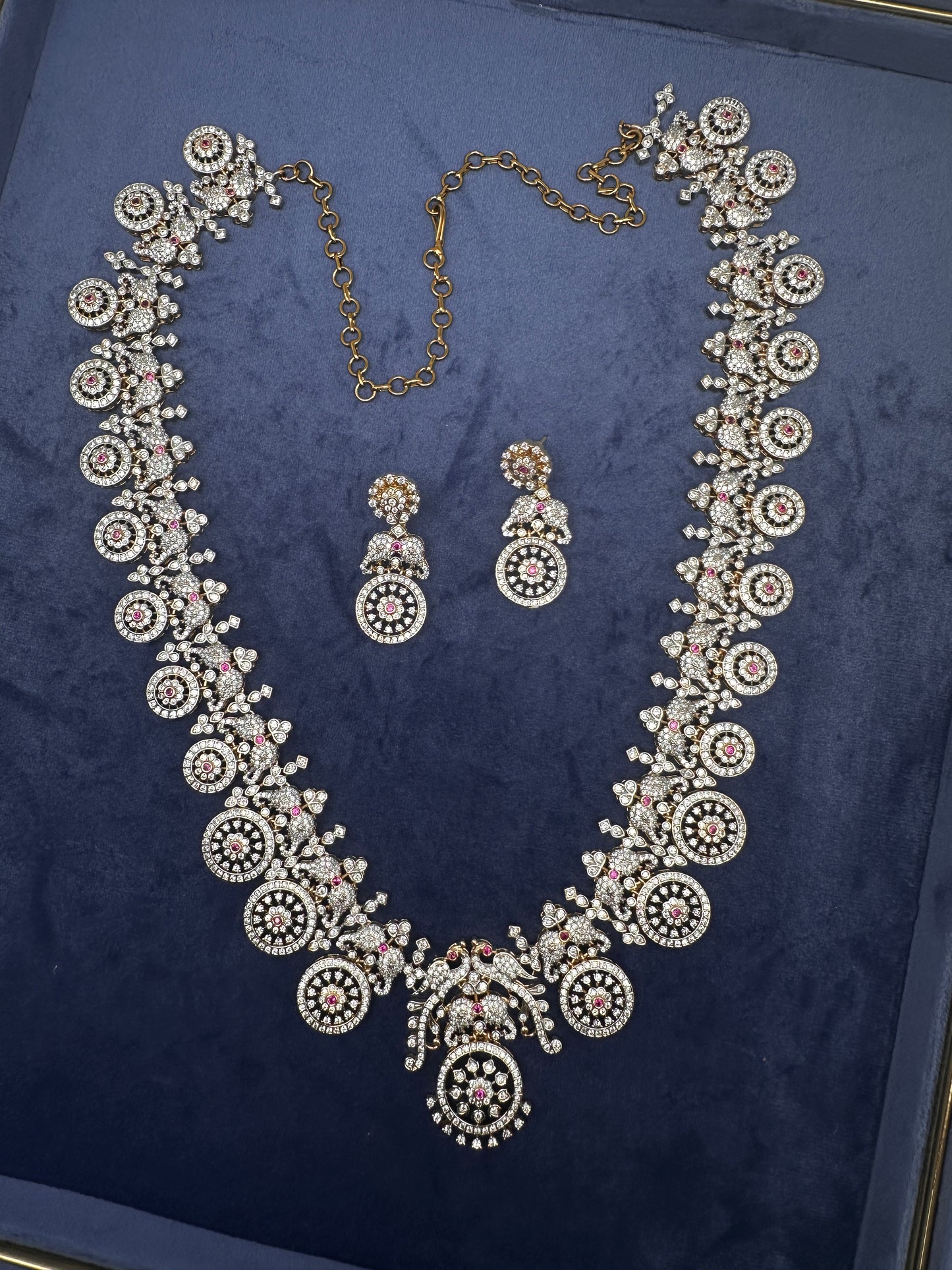 AD Bottu Mala Diamond Finish Long  Necklace - 