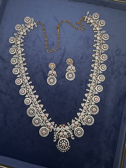 AD Bottu Mala Diamond Finish Long  Necklace - 