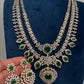 AD  Double Layer Color Stone Short  Necklace - Green