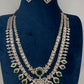 AD  Double Layer Color Stone Short  Necklace - Green