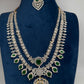 AD  Double Layer Color Stone Short  Necklace - Green