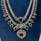 AD  Double Layer Color Stone Short  Necklace - Green