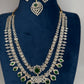 AD  Double Layer Color Stone Short  Necklace - Green