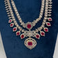 AD  Double Layer Color Stone Short  Necklace - Red