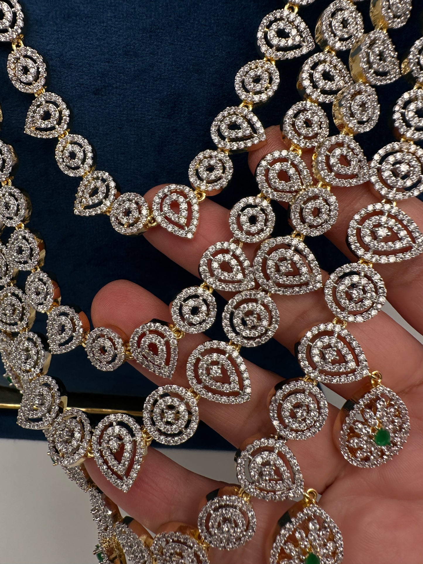 AD Multi Layer  Diamond Finish Long  Necklace - 