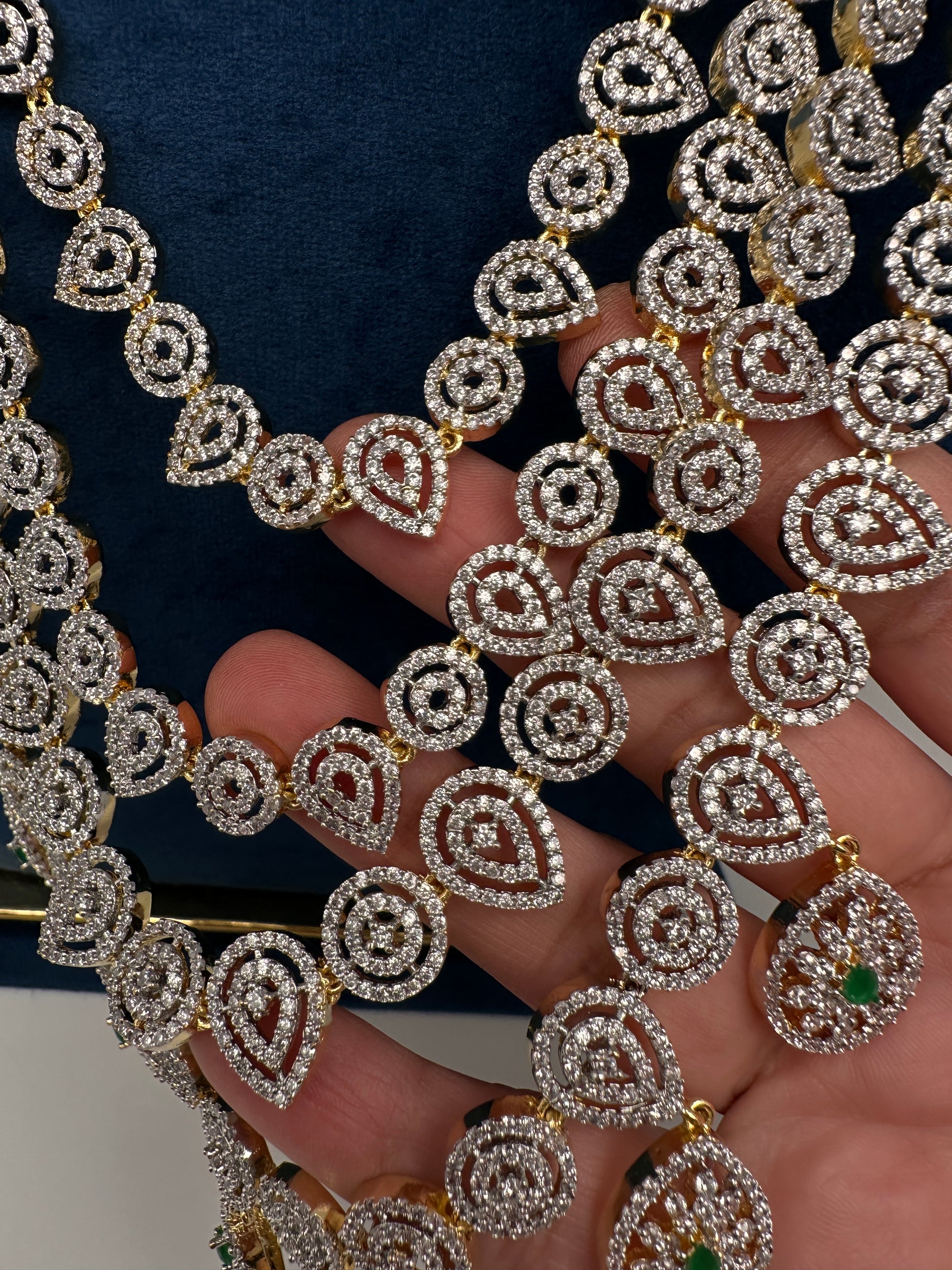 AD Multi Layer  Diamond Finish Long  Necklace - 