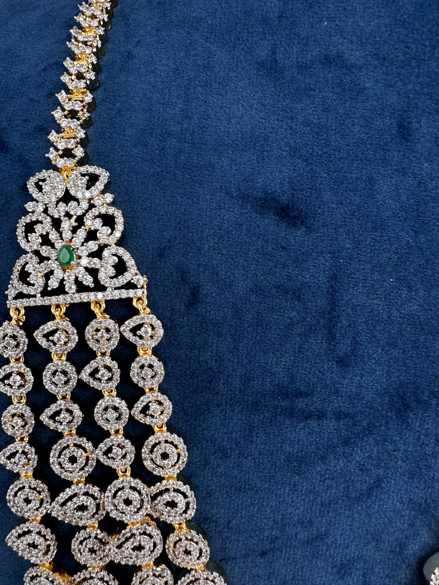 AD Multi Layer  Diamond Finish Long  Necklace - 