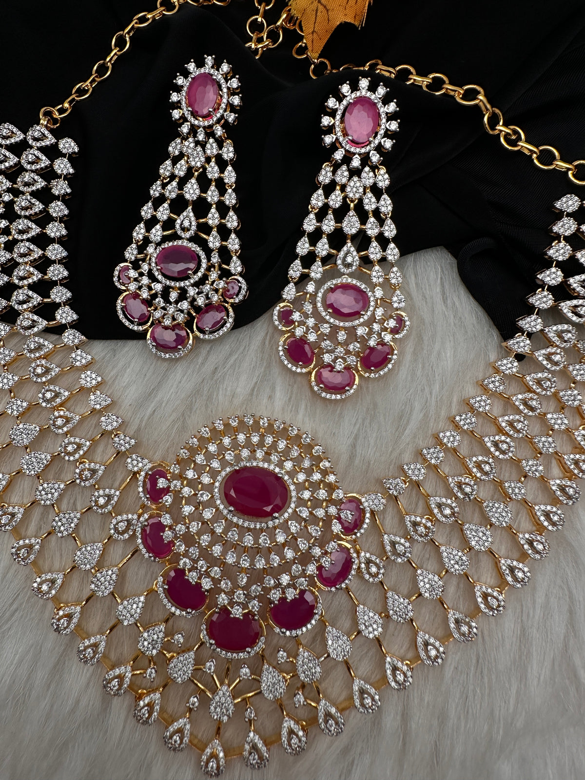 Diamond Finish Neckline Statement Short Necklace - AD000797