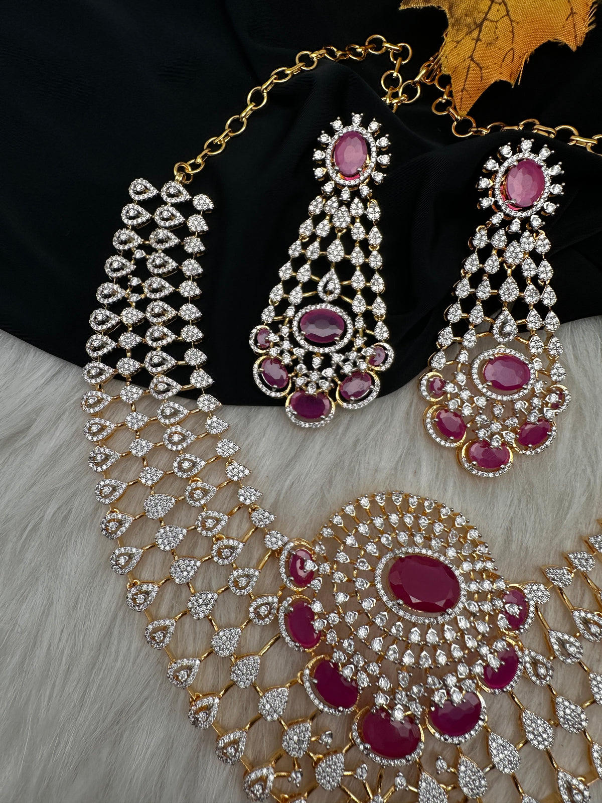 Diamond Finish Neckline Statement Short Necklace - AD000797