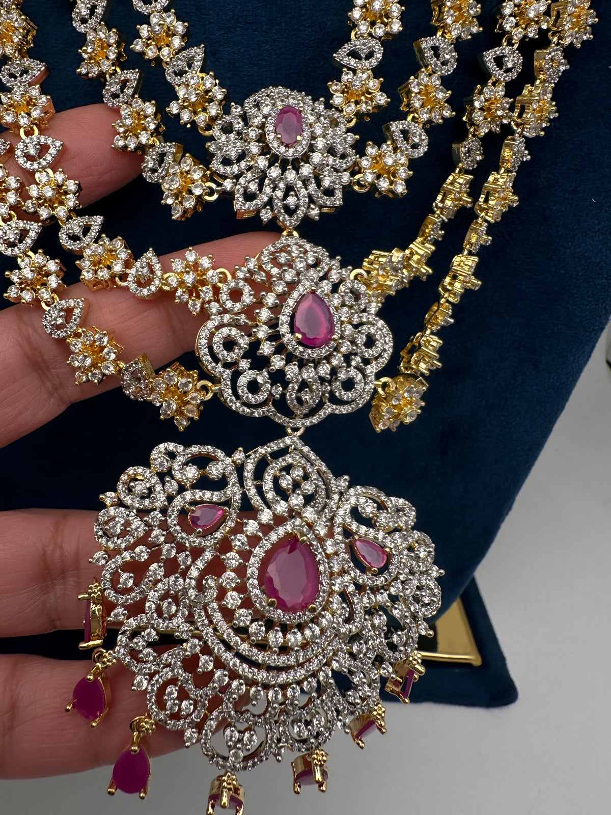 Diamond Finish Multi Layer Long Necklace - product photo 3