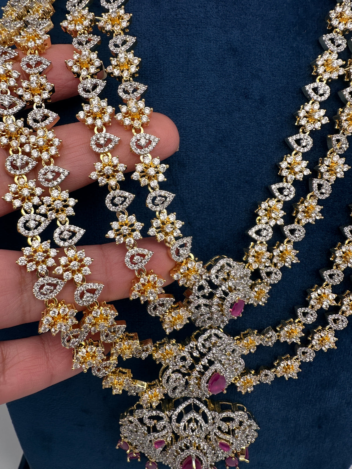 Diamond Finish Multi Layer Long Necklace - product photo 6