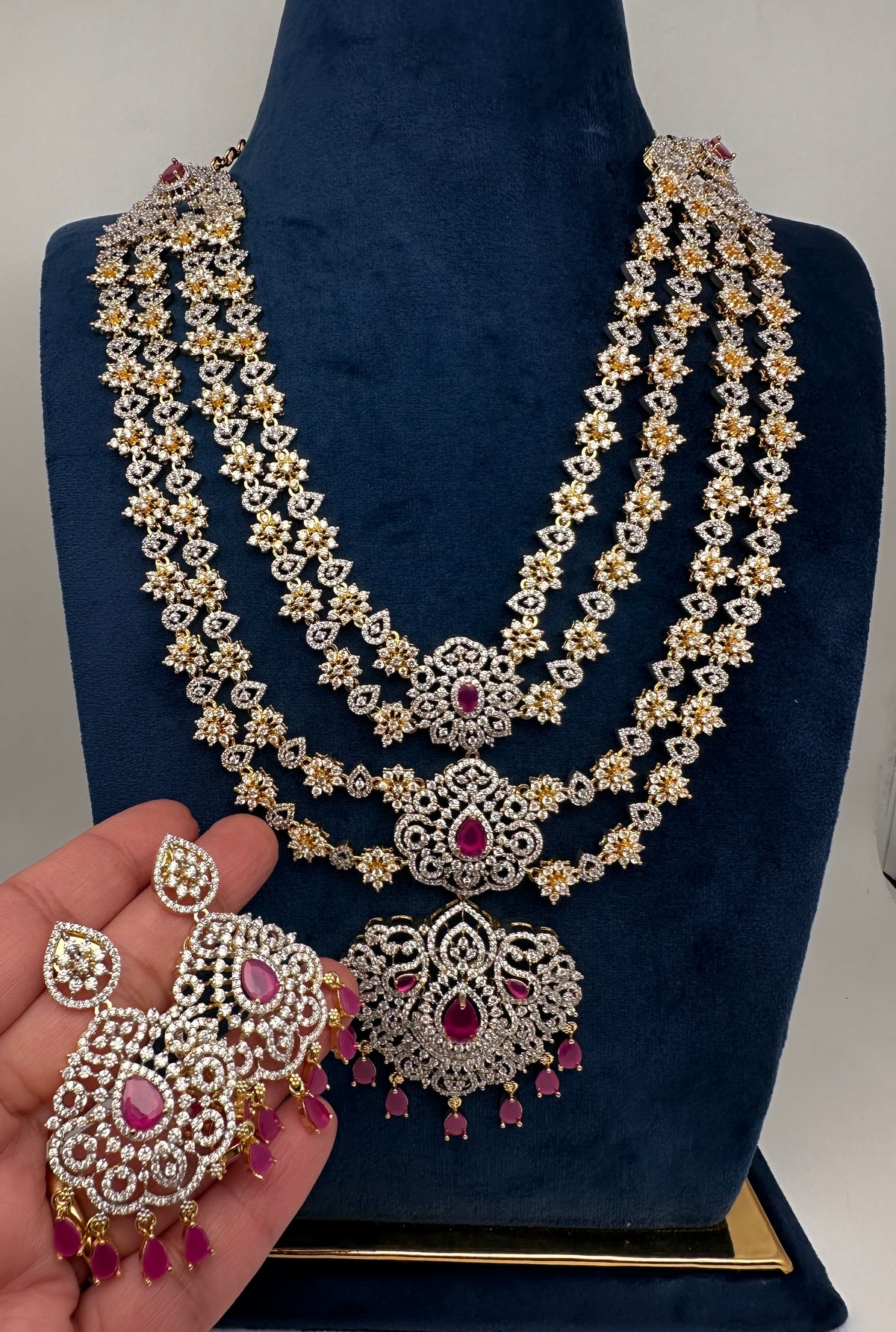 Diamond Finish Multi Layer Long Necklace - product photo 1