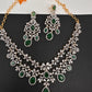 Diamond Finish Emerald Double Layer Short Necklace Set with Earrings - AD000799