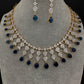 Golden AD color stone short necklace set with matching earrings