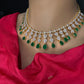 Golden AD color stone short necklace set with matching earrings