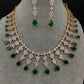 Golden AD color stone short necklace set with matching earrings