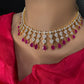 Golden AD color stone short necklace set with matching earrings