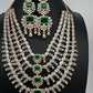 AD Clear Color Stones Short Necklace - Green