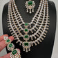 AD Clear Color Stones Short Necklace - Green