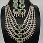 AD Clear Color Stones Short Necklace - Green