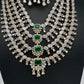 AD Clear Color Stones Short Necklace - Green