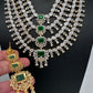 AD Clear Color Stones Short Necklace - Green