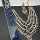 AD Clear Color Stones Short Necklace - Green