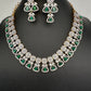 AD Color Stones Short Neckline Necklace - Green