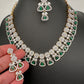 AD Color Stones Short Neckline Necklace - Green
