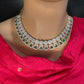 AD Color Stones Short Neckline Necklace - Green