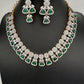 AD Color Stones Short Neckline Necklace - Green