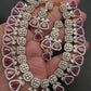 AD Color Stones Short Neckline Necklace - Red