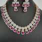 AD Color Stones Short Neckline Necklace - Red