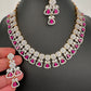 AD Color Stones Short Neckline Necklace - Red