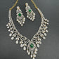 AD Color Stones Short Neckline Necklace - Green