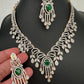 AD Color Stones Short Neckline Necklace - Green