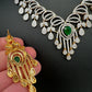 AD Color Stones Short Neckline Necklace - Green