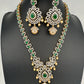 AD Color Stones Short Necklace with Swarovski Pearls - Green