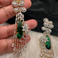 AD Color Stone Statement Earings - Green