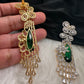 AD Color Stone Statement Earings - Green