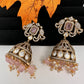 AD Kundan Color Stone Jhumki Earings - Pink