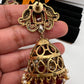 AD Kundan Color Stone Jhumki Earings - Red